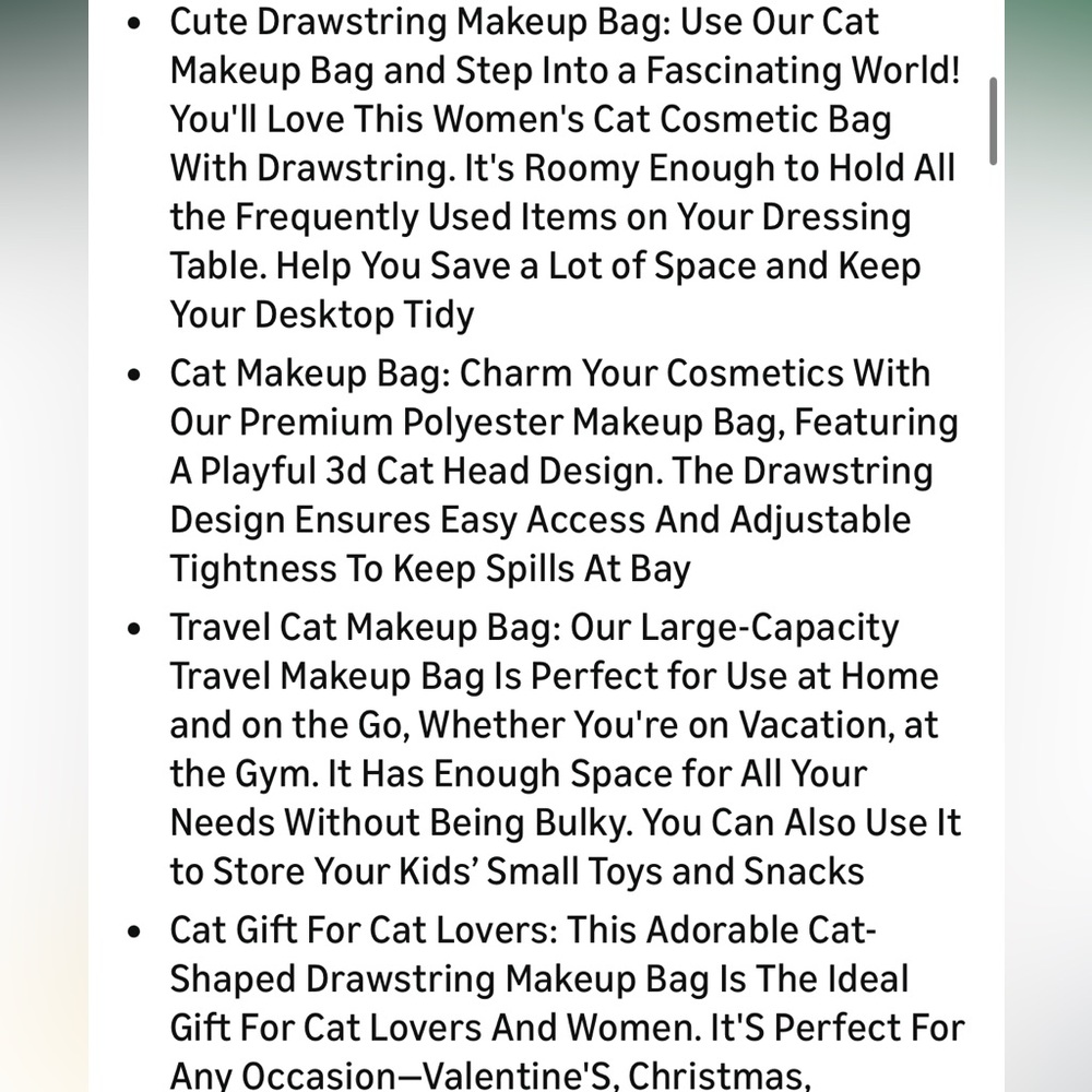 Cat Drawstring Makeup Bag - Picture 8 of 8